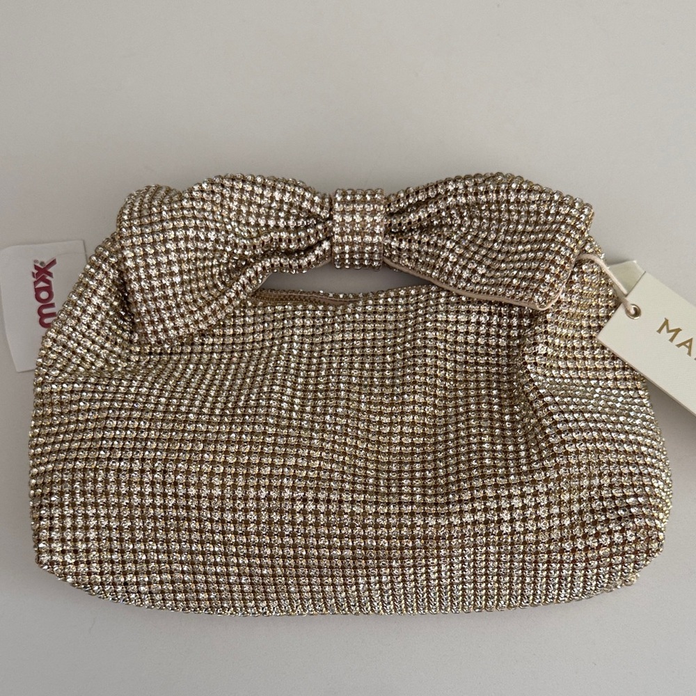 Madison West Gold Rhinestone Clutch handbag purse - Picture 3 of 4